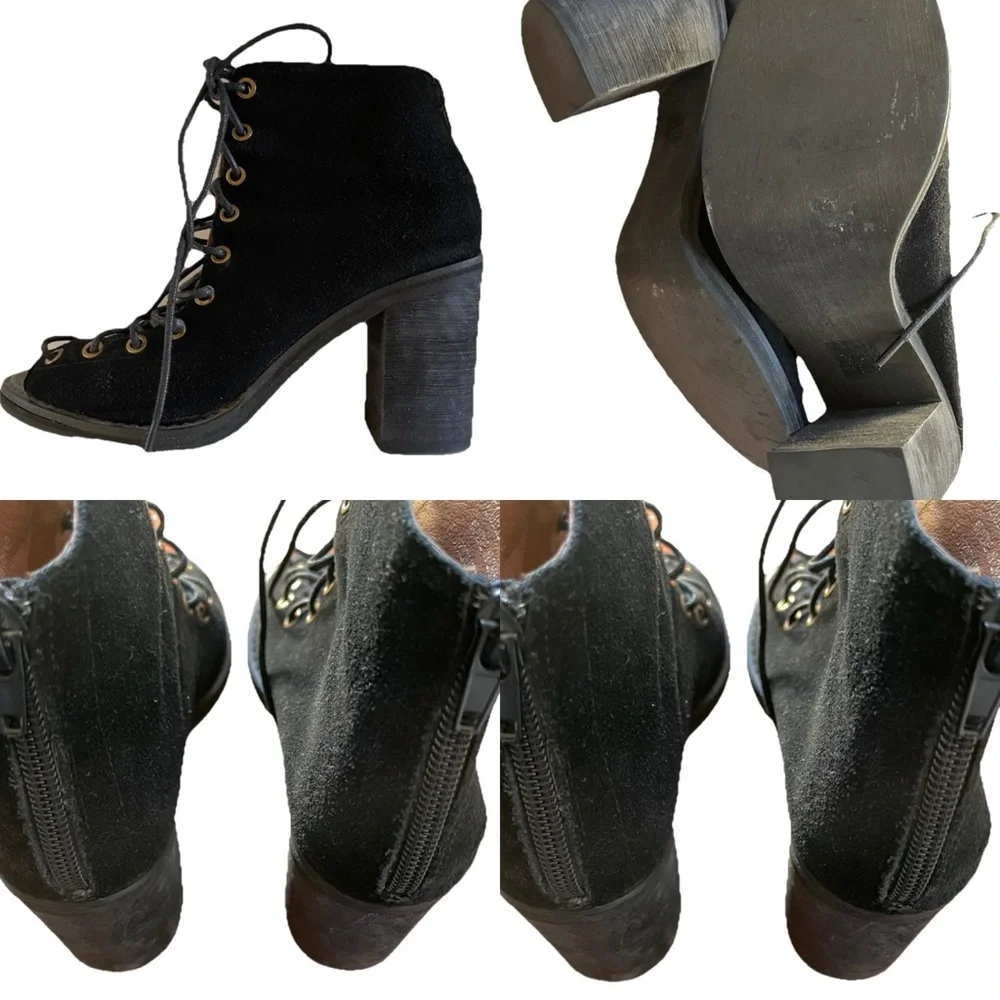 JEFFREY CAMPBELL Cors Black Suede BOOTIES Ankle Boots Size 8.5